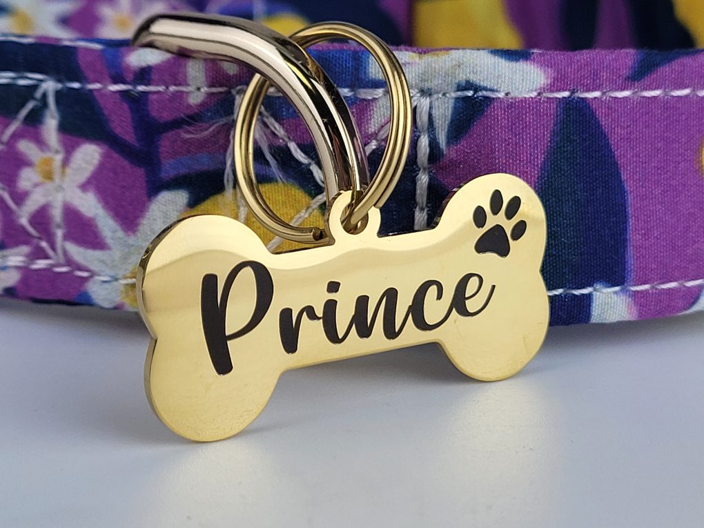 gold small dog id tag