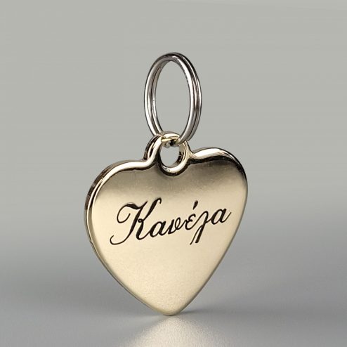 Heart shape tag gold brass